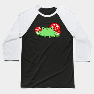 Cute Frog & Mushrooms Cottagecore Nature Baseball T-Shirt